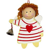 LAALU Christmas ornaments - cherub with heart, wooden, 12 x 10 cm - Christmas Ornaments