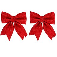 LAALU Red bow tie with glitters, 20 × 24 cm, 2 pcs - Christmas Ornaments