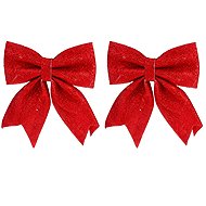 LAALU Red bow tie with glitters, 23 × 29 cm, 2 pcs. - Christmas Ornaments