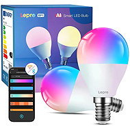 Lepro BP1 AI Smart Bulb E14 G45 RGBCW 4.9 W 470 lm WiFi and Bluetooth, 2 pcs - LED Bulb