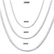 Silver Star set 3 pieces snake chain silver 1mm - KL4 - Chain Necklace