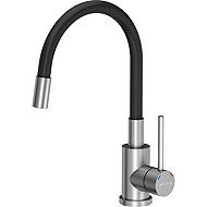 MUSA Maggie Sink/Basin Tap, Standing with Black Flexible Spout, Satin 831010 - Tap
