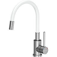 MUSA Maggie Basin/Sink Mixer Tap, Standing with White Flexible Spout, Satin 831011 - Tap