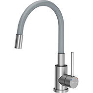 MUSA Maggie Sink/Basin Mixer Tap, Freestanding with Grey Flexible Spout, Satin 831012 - Tap