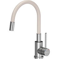 MUSA Maggie Sink/Washbasin Tap, Standing with Beige Flexible Spout, Satin 831013 - Tap