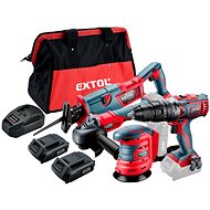 EXTOL PREMIUM set of cordless tools SHARE20V in bag, 7pcs - drill, angle grinder, tail, eccentric gr - Cordless Tool Set