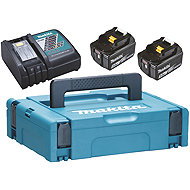 MAKITA Li-ion LXT 18V 2 × battery 5.0Ah BL1850B + charger DC18RC + Makpac - Charger and Spare Batteries