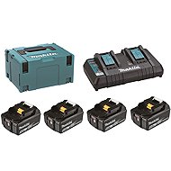 MAKITA Li-ion LXT 18V 4 × battery 5.0Ah BL1850B + double charger DC18RD + Makpac - Charger and Spare Batteries