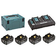 MAKITA Li-ion LXT 18V 4 × battery 6.0Ah BL1860B + double charger DC18RD + Makpac - Charger and Spare Batteries