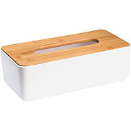 AQUALINE Snow plastic/bamboo, white - Tissue Box