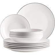 Mäser Dining set 12 pieces, white with black rim FELISE - Dish Set