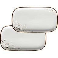 Mäser Set of rectangular plates 2 pcs 25 × 14 cm, white with brown dots PINTAR - Set of Plates