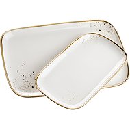 Mäser Set of rectangular plates 2 pcs 25 × 14 and 30 × 20 cm, white with brown dots PINTAR - Set of Plates