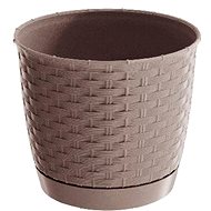 PROSPERPLAST Flower pot with bowl RATOLLA ROUND 19, height 16.5cm, volume 2.8l, dark beige - Flower Pot