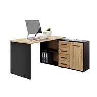 Cheapest furniture Corner desk Nejby Duke, black/oak wotan - Writing Desk
