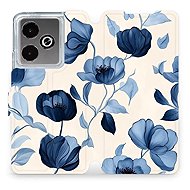 Mobiwear Flip Book for Realme GT 7 - Blue Flowers - Phone Case