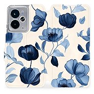Mobiwear Flip Realme 14 5G kék virágok tok - Mobiltelefon tok