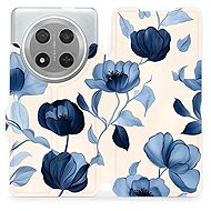 Mobiwear Flip Honor Magic7 Lite 5G kék virágok tok - Mobiltelefon tok
