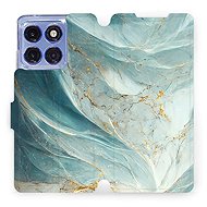 Mobiwear Flip Book for Motorola Edge 60 Pro - Greenish Marble - Phone Case