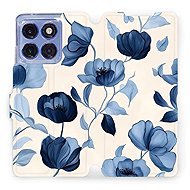 Mobiwear Flip Book for Motorola Edge 60 Pro - Blue Flowers - Phone Case