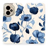 Mobiwear Flip Honor 400 kék virágok tok - Mobiltelefon tok