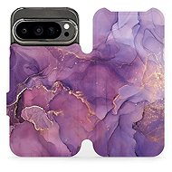 Mobiwear Flip Book for Google Pixel 9 Pro - Purple Marble - Phone Case