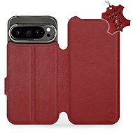 Mobiwear Flip Leather Book Flip for Google Pixel 9 Pro - Dark Red - Phone Case