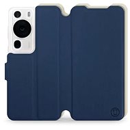 Mobiwear Soft Touch flip pro Huawei P60 Pro - Modré & Béžové - Phone Case