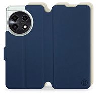 Mobiwear Soft Touch flip pro OnePlus 11 5G - Modré & Béžové - Phone Case