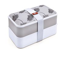 IRIS Barcelona Lunch Bento Box with cutlery - grey leaves - Lunch Box
