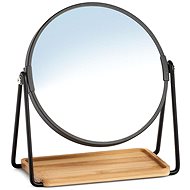 ZELLER Cosmetic table mirror, 2 × magnification, black, bamboo 17,5 × 20,5 cm - Makeup Mirror