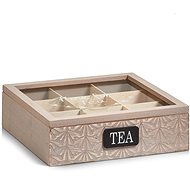 ZELLER Wooden storage box for tea bags 24 × 24 × 8 cm - Tea Storage Box
