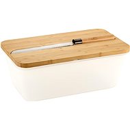 KESPER Bread tray with knife and cutting board plastic, bamboo, white 35 × 20 × 16 cm - Breadbox