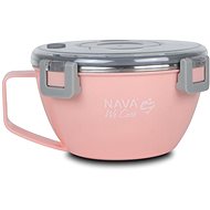 Nava Greece round stainless steel lunch box "We Care", pink 850 ml - Lunch Box