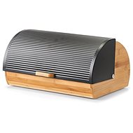 ZELLER Bamboo bread bin with black lid, 39 × 27 × 19 cm - Breadbox
