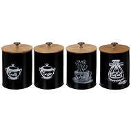 Ruhhy 24578 Set of kitchen containers for coffee, tea, salt and sugar, 4 pcs, black - Food Container Set