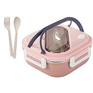 Verk 07332 Snack box with compartments and cutlery 1000 ml, pink - Lunch Box