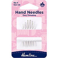 Hemline Hand Needles with Easy-Thread Eye, Size 4–8, 6pcs - Sewing Machine Accessory