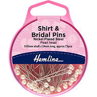 Hemline Pearl Head Pins 0.65 × 34 mm, Wedding, Silver, 75 pcs - Sewing Machine Accessory