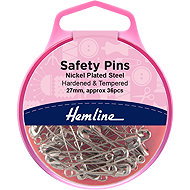 Hemline Spínací špendlíky 27 mm stříbrné, 36 ks - Sewing Machine Accessory