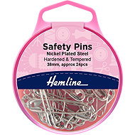 Hemline Spínací špendlíky 38 mm stříbrné, 24 ks - Sewing Machine Accessory
