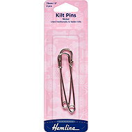 Hemline Kilt & Brooch Pins 75mm, Nickel Silver, 2 pcs - Sewing Machine Accessory
