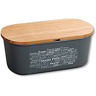 KESPER Plastic Bread Bin with Cutting Board, Dark Grey, 34 × 18 × 14cm - Breadbox