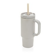 XD Design Stainless Steel Thermo Mug with Straw 480ml, Beige - Thermal Mug
