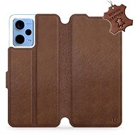 Mobiwear Kožený flip pro Xiaomi Redmi Note 12 5G - Hnědé - L_BRS - Phone Cover
