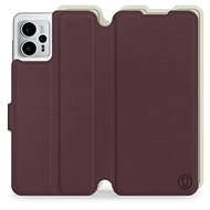 Mobiwear Soft Touch flip pro Motorola Moto G23 - Bordové & Béžové - Phone Cover