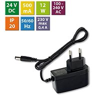 McLED Power adapter 12W, DC24V/0,5A, IP20, black plastic, with plug - Power Supply