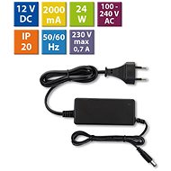 McLED Power adapter 24W, DC12V/2A, IP20, black plastic, with plug - Power Supply