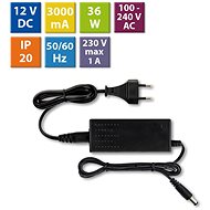 McLED Power adapter 36W, DC12V/3A, IP20, black plastic, with plug - Power Supply