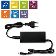 McLED Power adapter 48W, DC12V/4A, IP20, black plastic, with plug - Power Supply